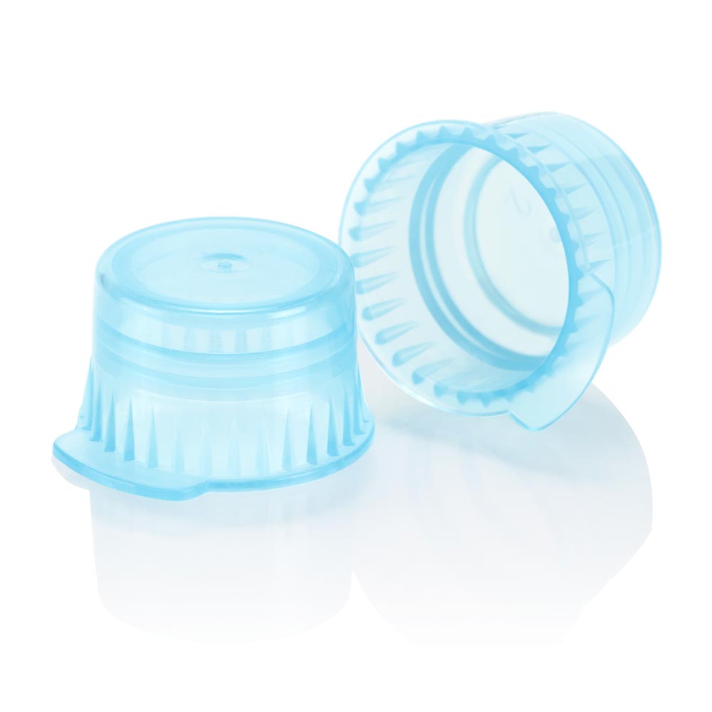 Snap cap, Translucent blue, PE, for 12/13mm vacuum and Test tubes