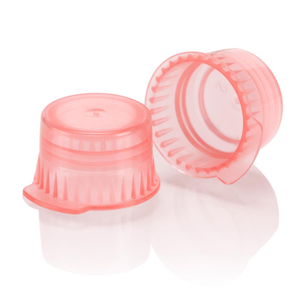 Snap cap, Translucent red, PE, for 12/13mm vacuum and Test tubes