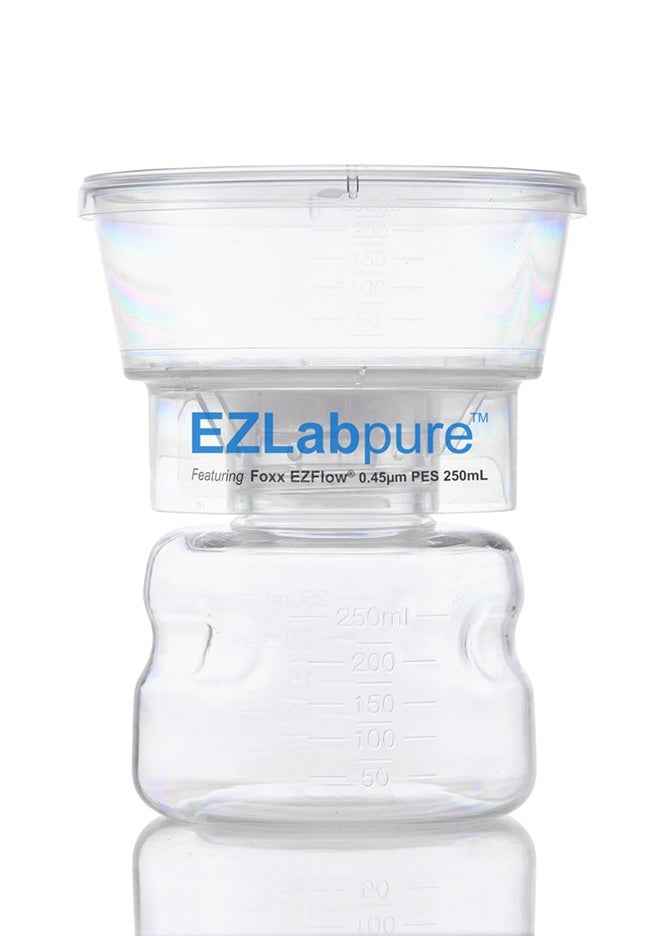EZLabpure™ Sterile Disposable Bottle Top Vacuum Filter Units with 0.45 µm PES Membrane for Prefiltration or Clarification, 250 mL, 12/CS