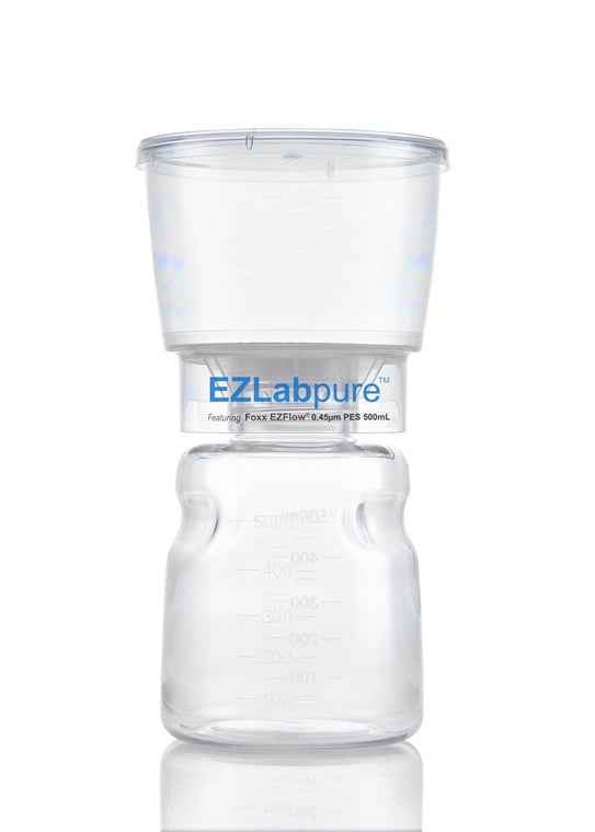 EZLabpure™ Sterile Disposable Bottle Top Vacuum Filter Units with 0.45 µm PES Membrane for Prefiltration or Clarification, 500 mL, 12/CS