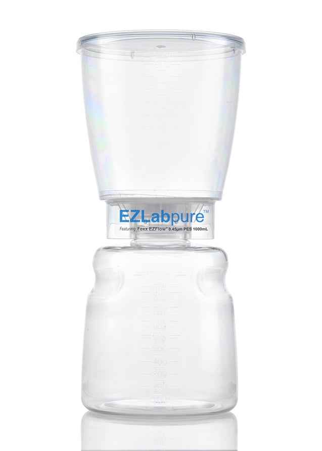 EZLabpure™ Sterile Disposable Bottle Top Vacuum Filter Units with 0.45 µm PES Membrane for Prefiltration or Clarification, 1,000 mL