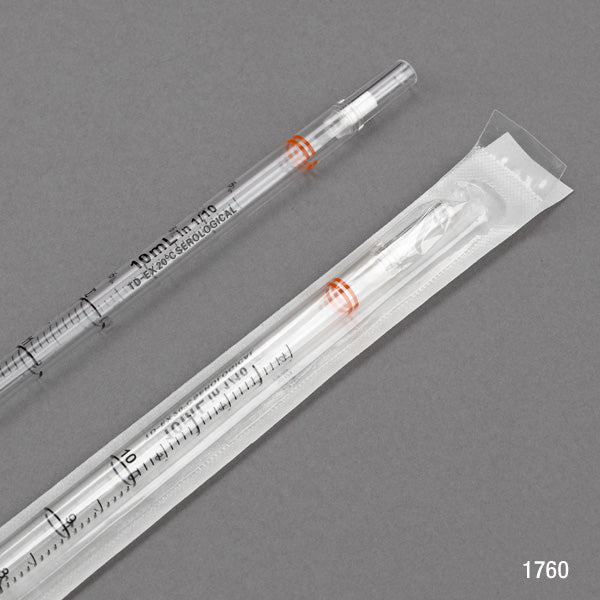 Serological Pipette, 10mL, PS, Standard Tip, 345mm, Non-Sterile, Orange Band, 25/Pack