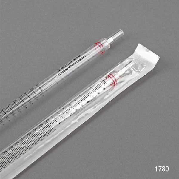 Serological Pipette, 25mL, PS, Standard Tip, 345mm, STERILE, Red Band, Bulk, 25/Bag