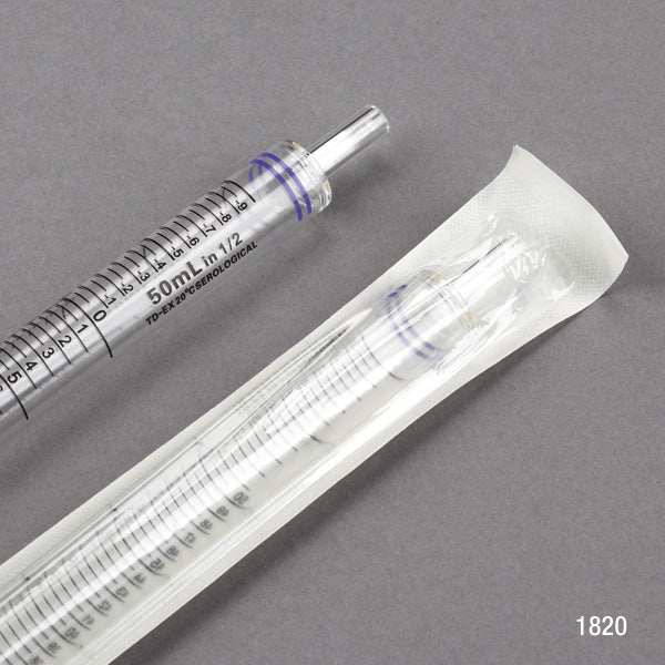 Serological Pipette, 50mL, PS, Standard Tip, 345mm, STERILE, Black Band, Bulk, 25/Bag, 4 Bags/Unit