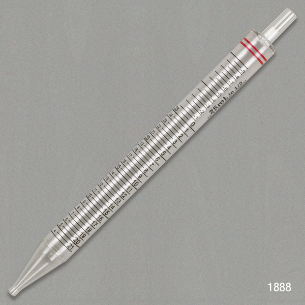 Serological Pipette, 25mL, PS, Short Style, 230mm, STERILE, Red, Individually Wrapped