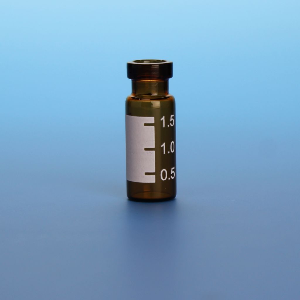 2.0mL LO (Large Opening) Amber Vial, 12x32mm, with White Graduated Spot, 11mm Crimp