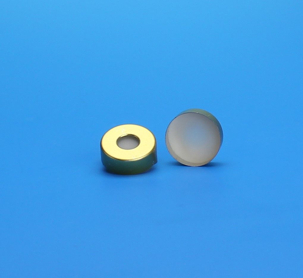 20mm Gold Tin Plate Magnetic Seal, 8mm Hole, 0.100" Tan PTFE/White Silicone Lined