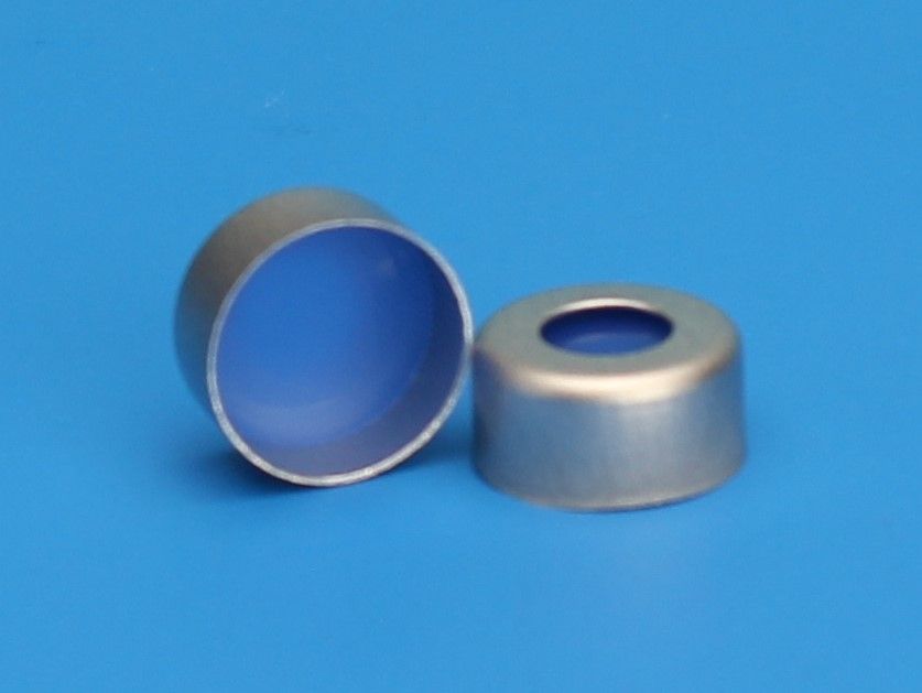 11mm Silver Seal, 1mm Thick Clear PTFE/Blue Silicone Septa, Ultra Low Bleed