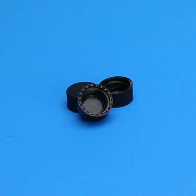 9mm Solid Top R.A.M.™, Ribbed Black Polypropylene Cap, PTFE Lined