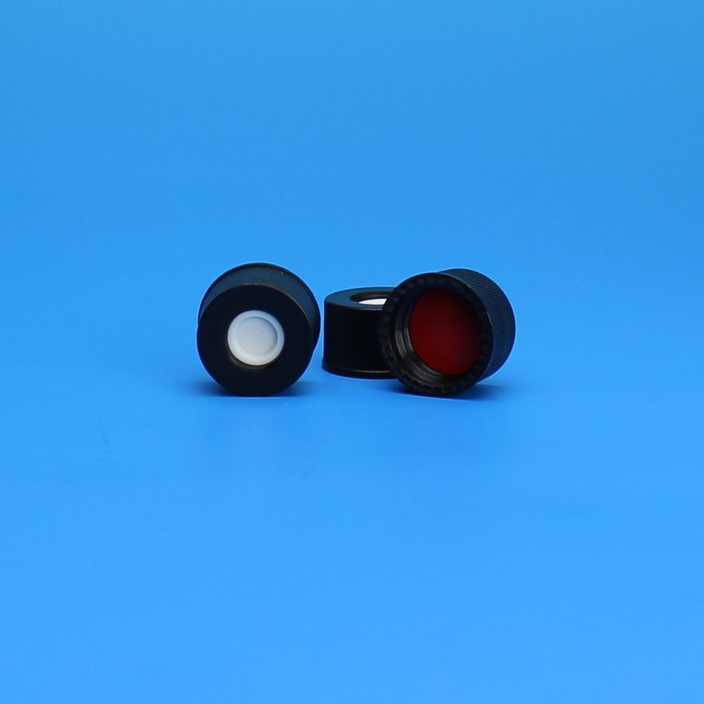 13-425mm Black Top Hat™ [Patented] Closure, Assembled with PTFE/Silicone Septa