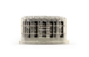 1.5ml Clear Borosilicate Glass Flat Bottom 9x44mm Vial with bottom and side barcode labels, in MTP base plate, 5 racks of 96