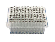 2.0ml Clear Borosilicate Glass Flat Bottom 9x50mm Vial with bottom barcode label, in vial loader, 5 racks of 96