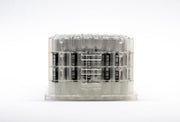 2.0ml Clear Borosilicate Glass Flat Bottom 9x50mm Vial with bottom and side barcode labels, in MTP base plate, 5 racks of 96