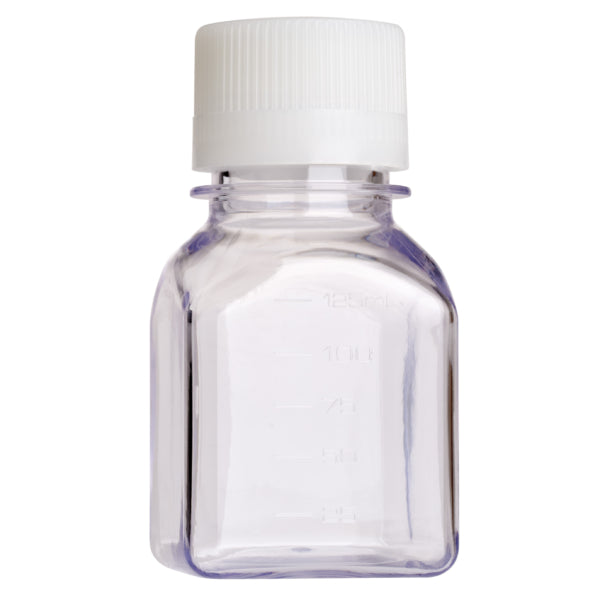 125mL Media Bottle, Square, PETG, Individually Wrapped, Sterile
