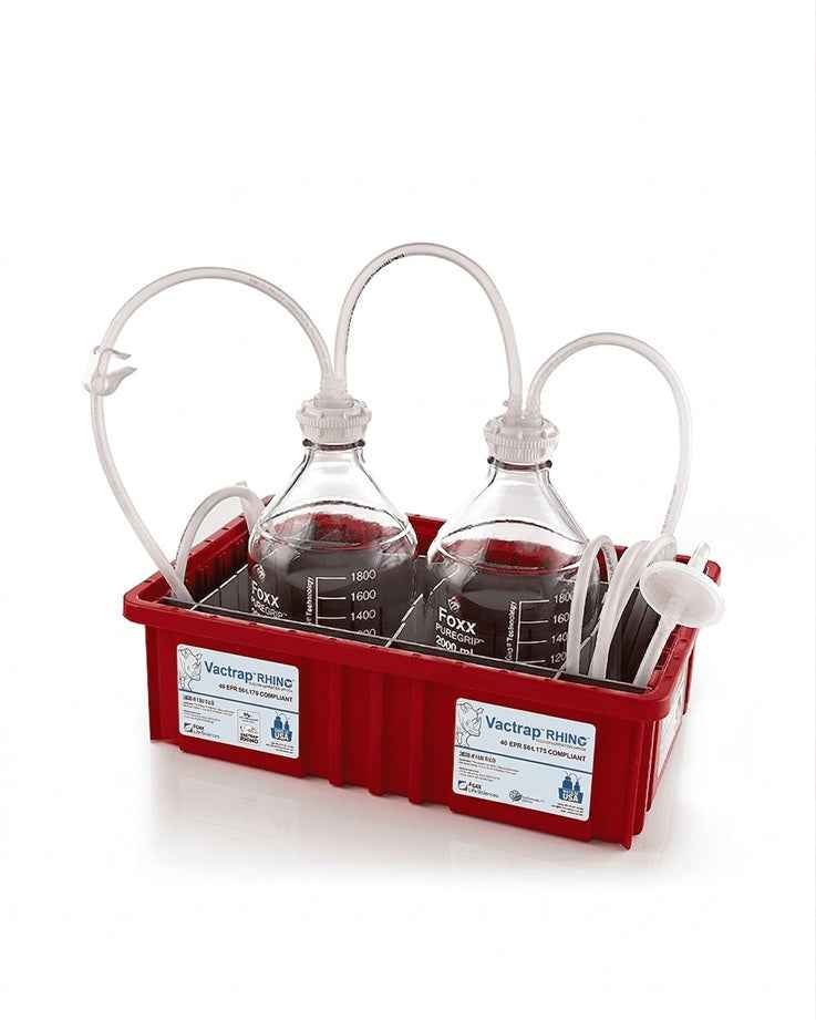 Vactrap™ Rhino™, 2L+2L, Rhino Coated Glass Bottle, Red Bin, GL45 Cap, 1/4" ID Tubing