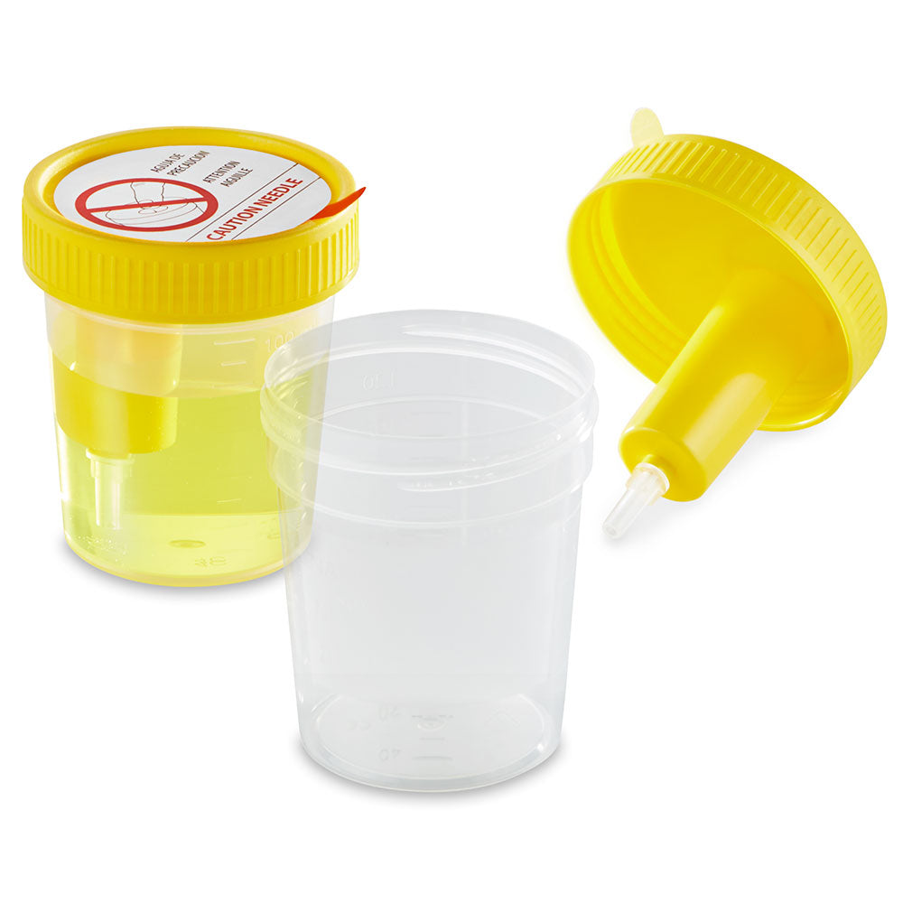 TransferTop Urine Collection Cup with Integrated Transfer Device, 4oz (120mL), Graduated to 100mL, STERILE, Bulk