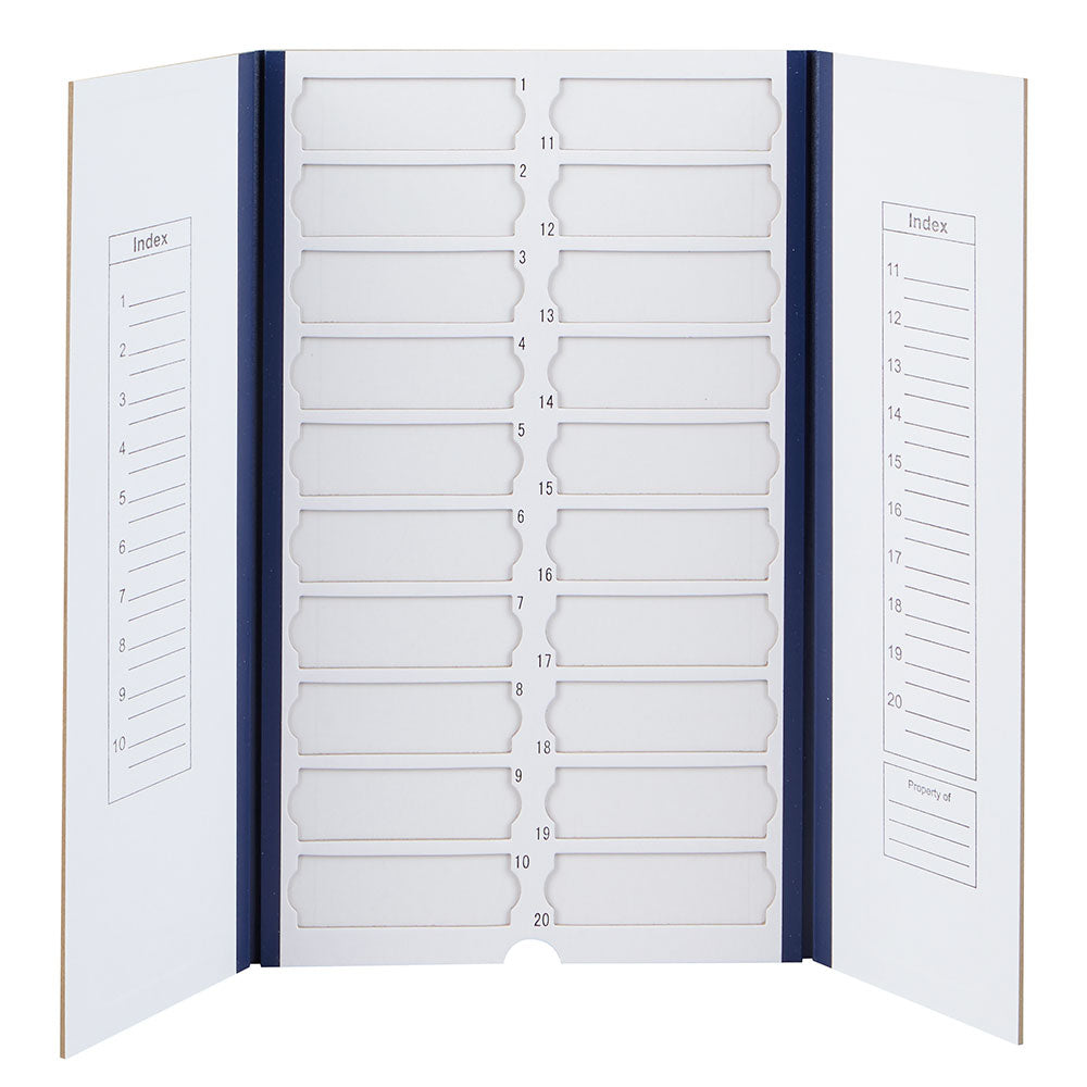 Slide File Folder, 20-Place, Cardboard, blue, 10/Unit