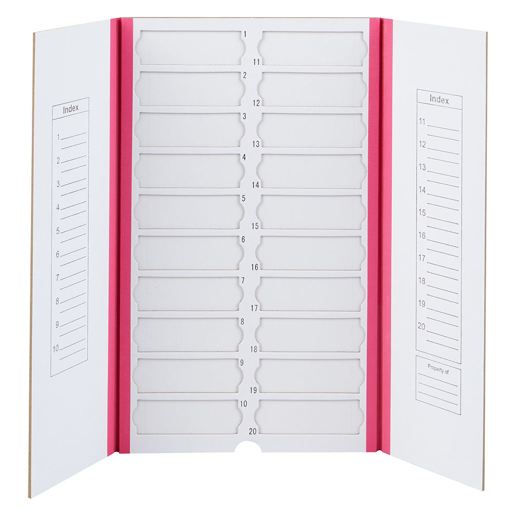 Slide File Folder, 20-Place, Cardboard, pink, 10/Unit