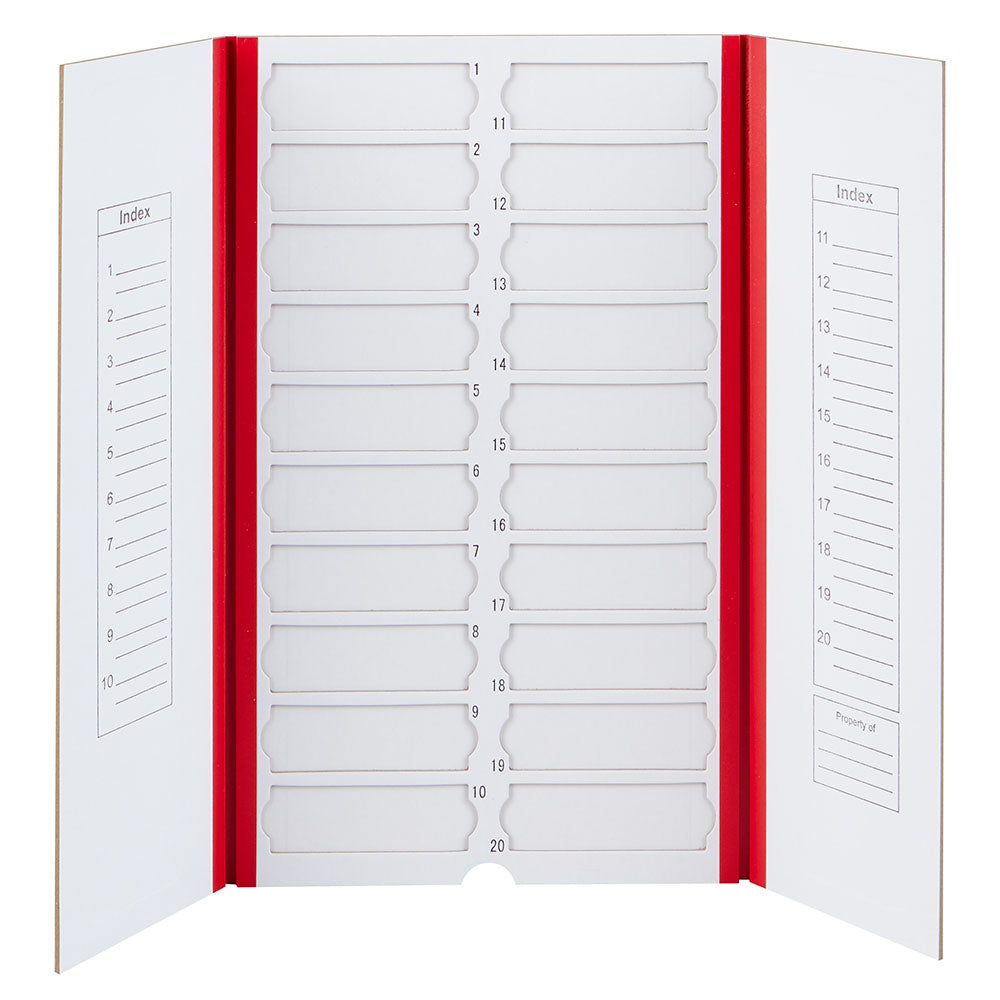 Slide File Folder, 20-Place, Cardboard, red,10/Unit