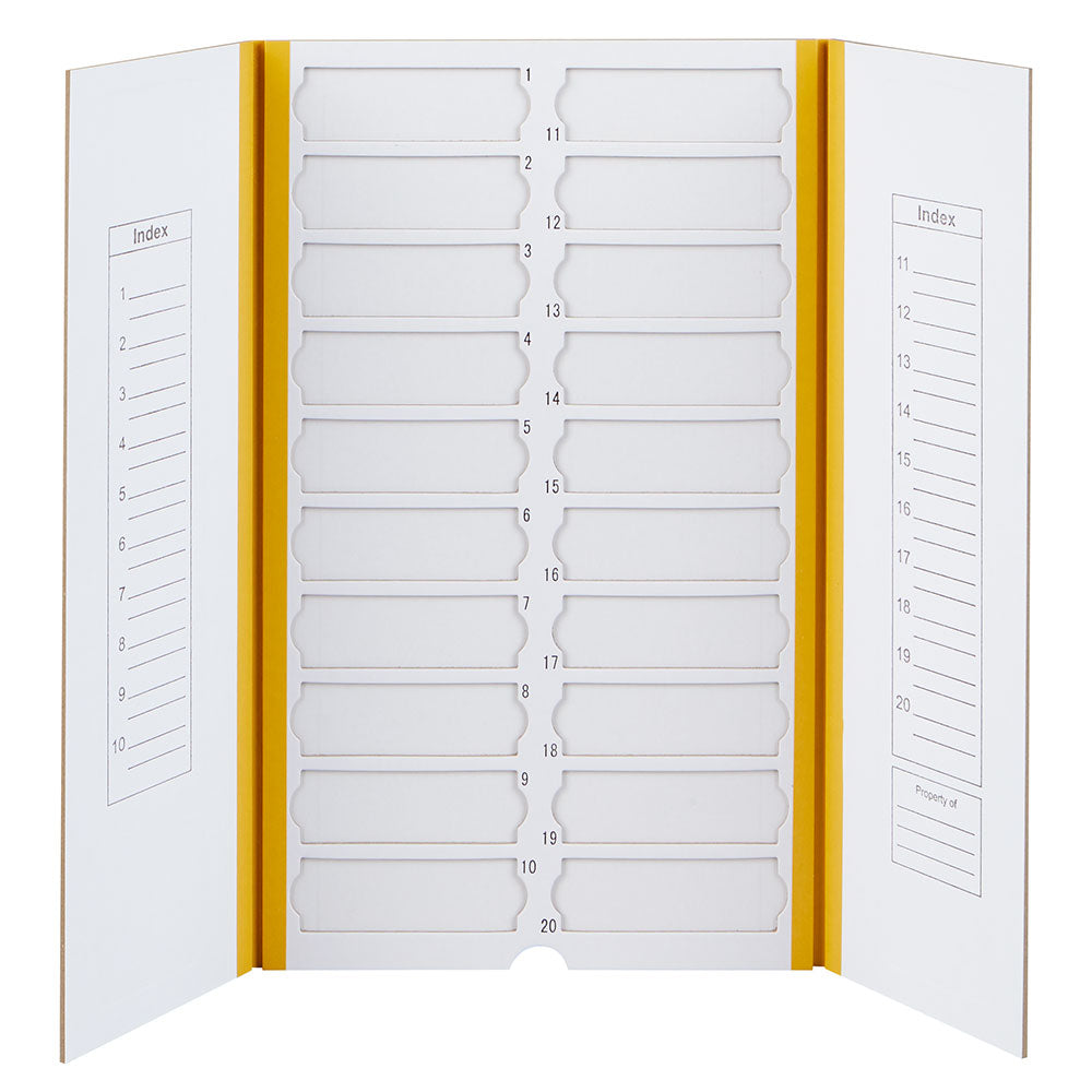 Slide File Folder, 20-Place, yellow, Cardboard, 10/Unit