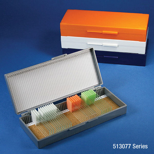 Slide Box for 50 Slides, Cork Lined, Blue