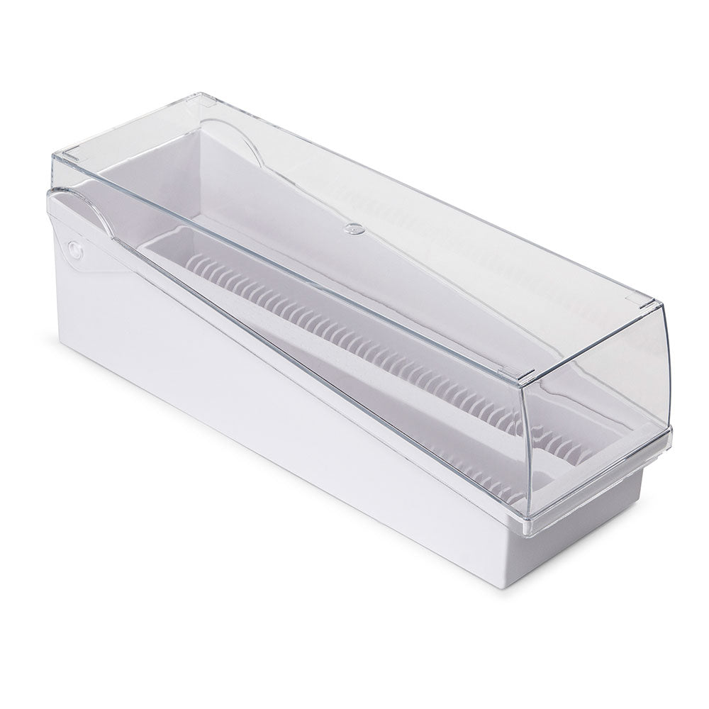 Slide Storage Box with Hinged Lid and Removable Draining Tray, 100-Place for up to 200 Slides, ABS, White, 6/Unit