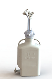 EZBio® Rigid Reservoir, PP, 10L rectangular carboy, 83B VersaCap® with 3x Mini TC and 1x 3/8"HB, Bottom Mini TC, Non-Sterile