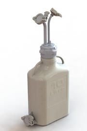 EZBio® Rigid Reservoir, PP, 10L rectangular carboy, 83B VersaCap® with 1x Mini TC, 1x Maxi TC and 1x 3/8"HB, Bottom Maxi TC, Non-Sterile