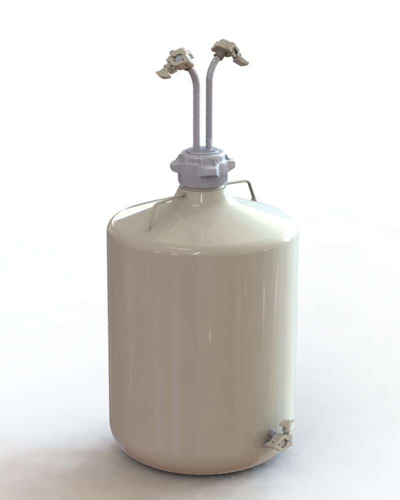 EZBio® Rigid Reservoir, PP, 50L round carboy, 83B VersaCap® with 3x Mini TC and 1x 3/8"HB, Bottom Mini TC, Non-Sterile
