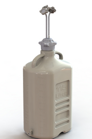 EZBio® Rigid Reservoir, PP, 115L rectangular carboy, 120mm VersaCap® with 3x Maxi TC and 1x 3/8"HB, Bottom Mini TC, Non-Sterile