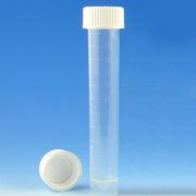 Transport Tube, 10mL, with Attached White Screw Cap, PP, Conical Bottom, Self-Standing, Molded Graduations