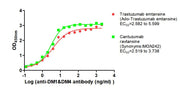 The Binding Activity of Trastuzumab emtansine (Ado-Trastuzumab emtansine) and Cantuzumab ravtansine (Synonyms:IMGN242) with Anti-DM1&DM4 antibody Activity: Measured by its binding ability in a functional ELISA. Immobilized Trastuzumab emtansine (A...