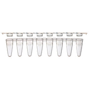 0.1mL 8-Strip Tubes, Low Profile, with Separate 8-Strip Clear Flat Caps, White