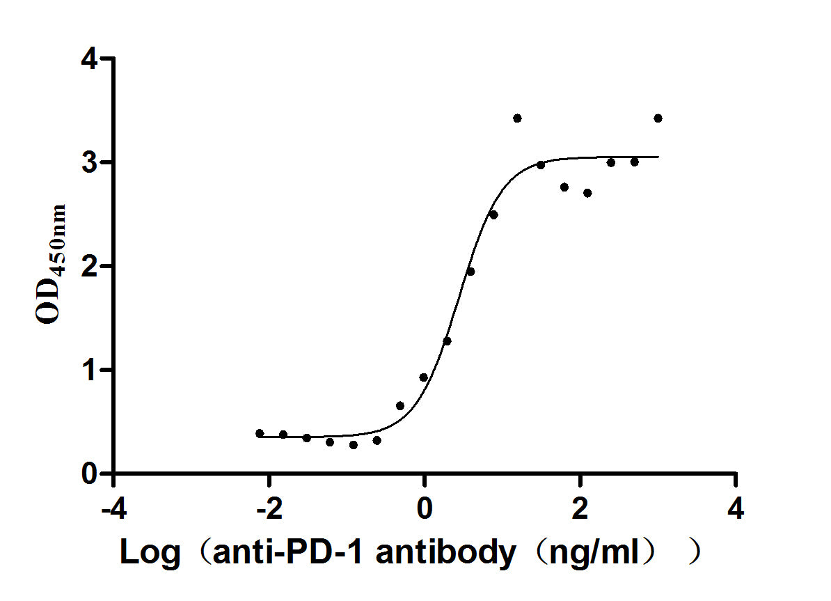 The Binding Activity of PD-1 with anti-PD-1 antibody; Activity: Measured by its binding ability in a functional ELISA. Immobilized Human PD-1 at 2 ug/ml can bind Anti-PD-1 recombinant antibody, the EC50 is 1.960-3.961 ng/ml.