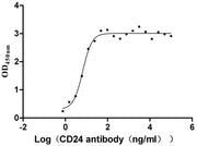 Measured by its binding ability in a functional ELISA. Immobilized human CD24 at 2 μg/ml can bind anti-CD24 recombinant Monoclonal Antibody, the the EC50 is 5.409-8.219 ng/ml.