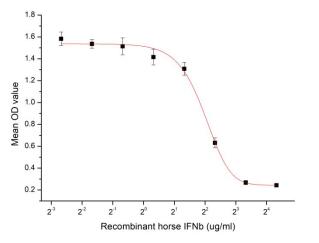 Cell apoptosis of A549 cells after stimulated with recombinant horse IFNb.