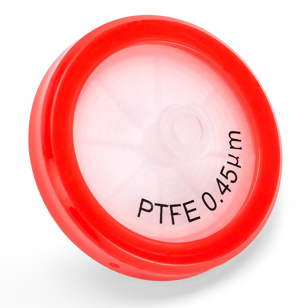 Syringe Filter, PTFE Hydrophilic Membrane, 0.45־¼m Porosity, 30mm Diameter, PP Housing, Non-sterile, Bulk Packed