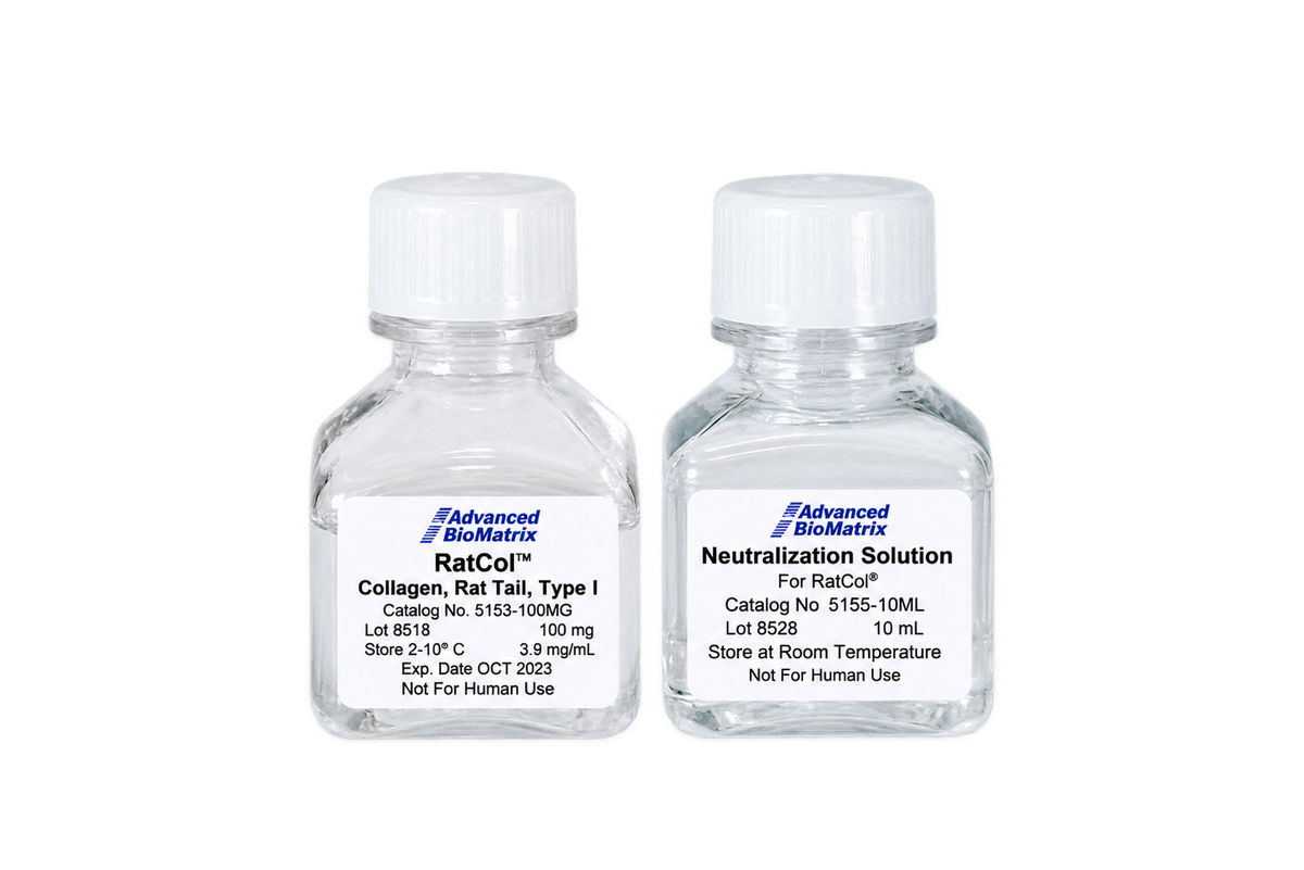 Rat Tail Collagen Solution, Type I, 4 mg/ml, 25 mL (3D Hydrogels) + Neutralization Solution — product image on transparent background